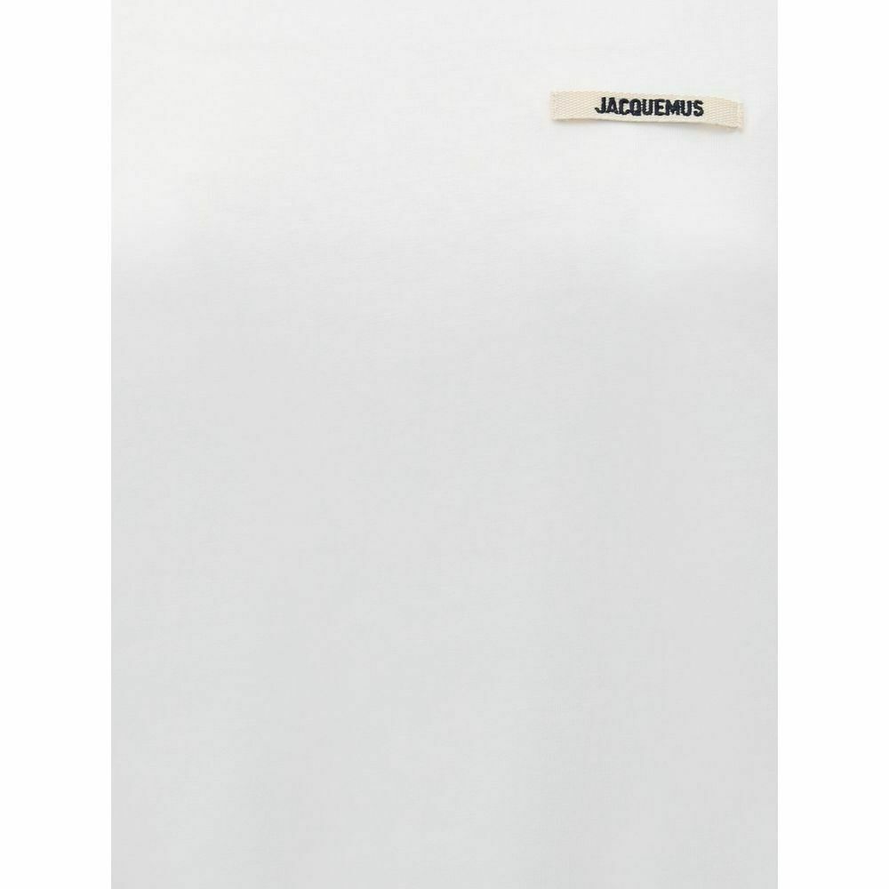 Ribbed Crew Neck Cotton T-Shirt with Monogram Patch - White / XS