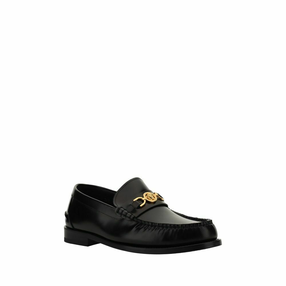 Leather Loafers Medusa Emblem - Black / EU42/US9