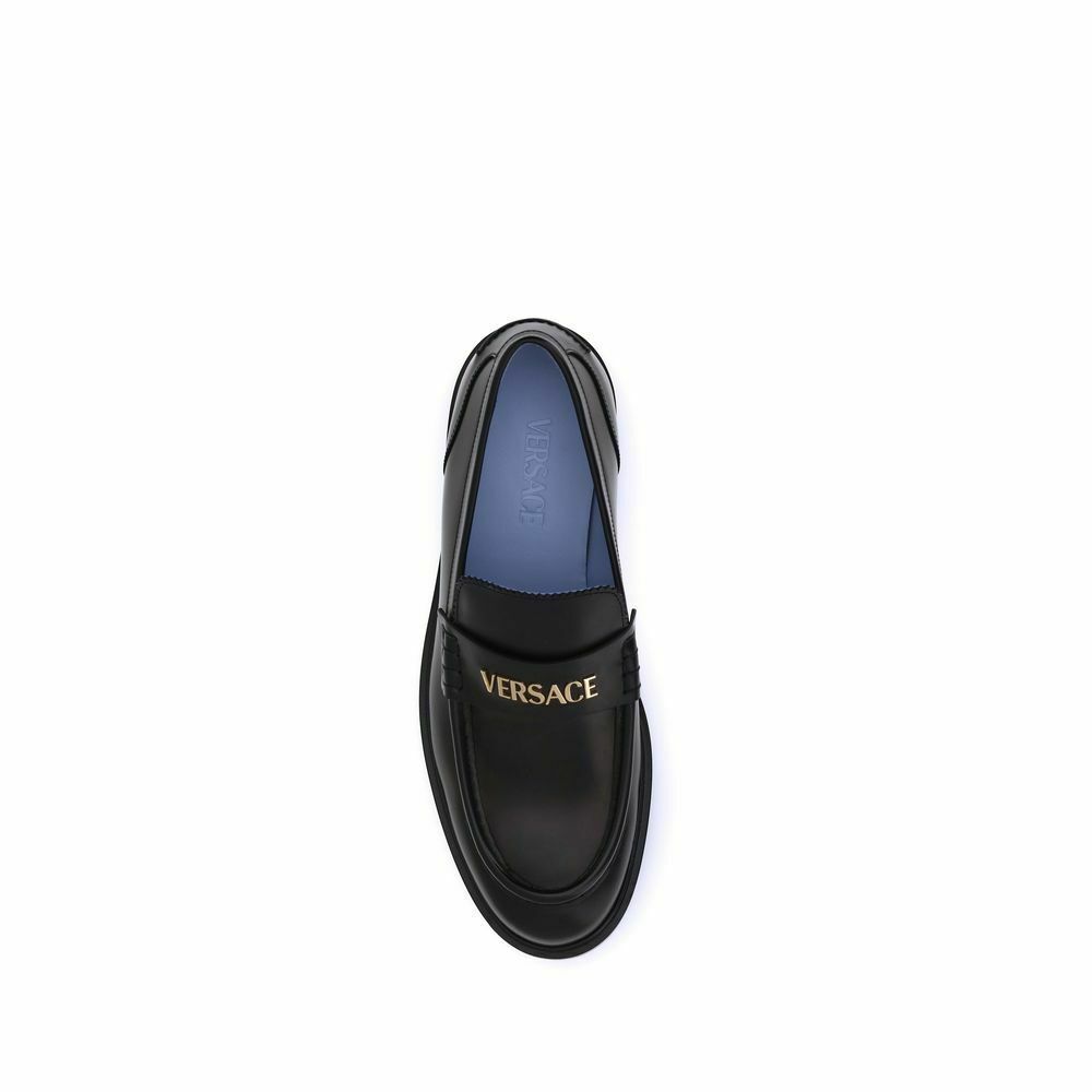 Leather Loafers Logo Accent - Black / EU39/US6