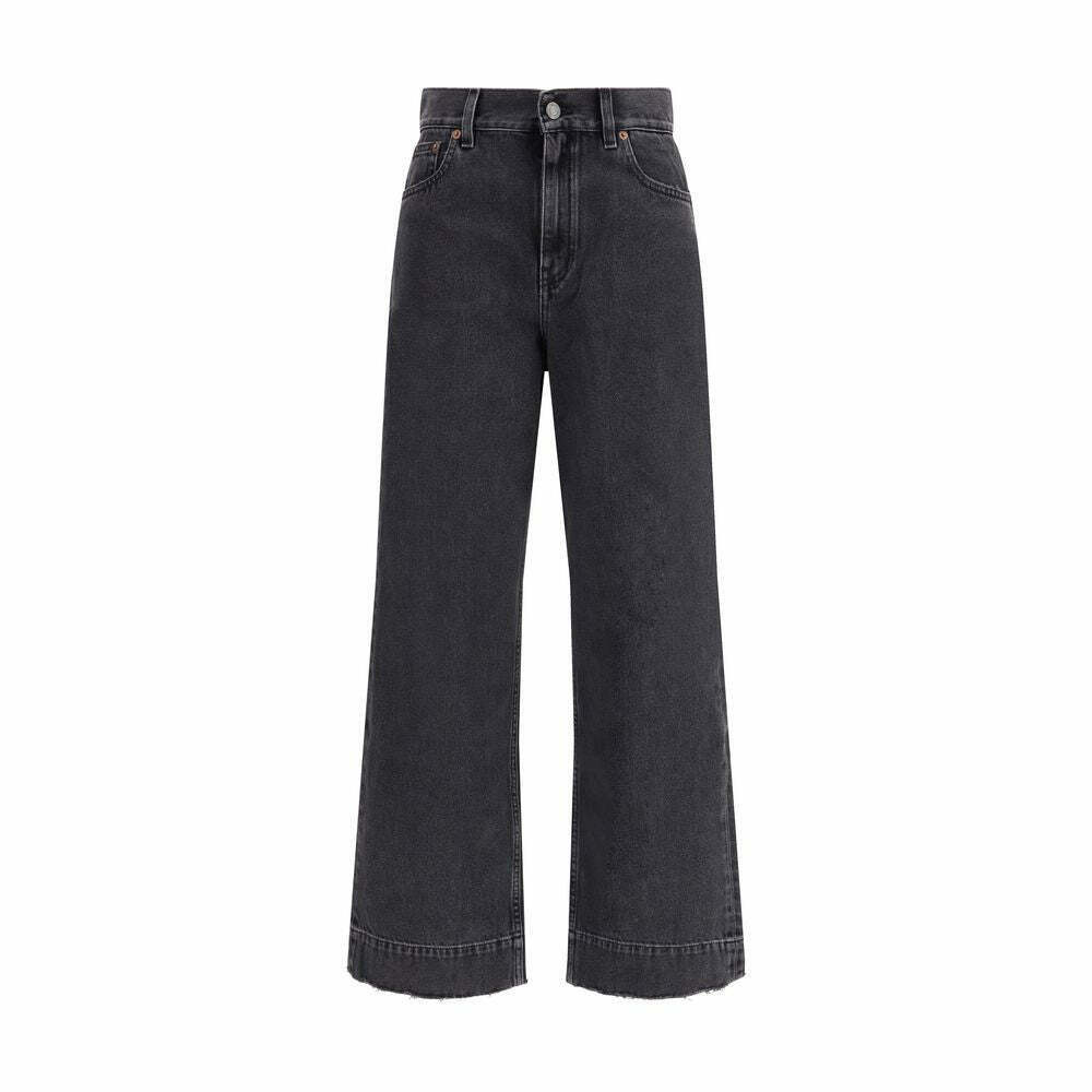 Cotton Cropped Jeans - Black / 27