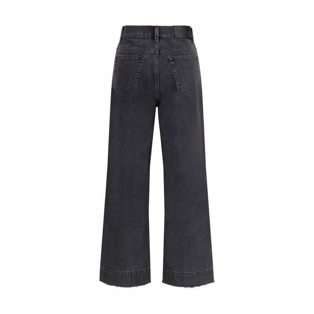 Cotton Cropped Jeans - Black / W25
