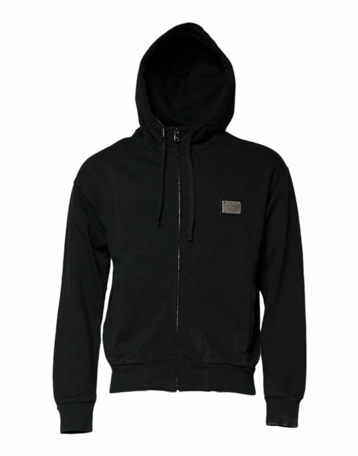 Hooded Zip Sweatshirt Logo Detail - Black / IT44 | XS