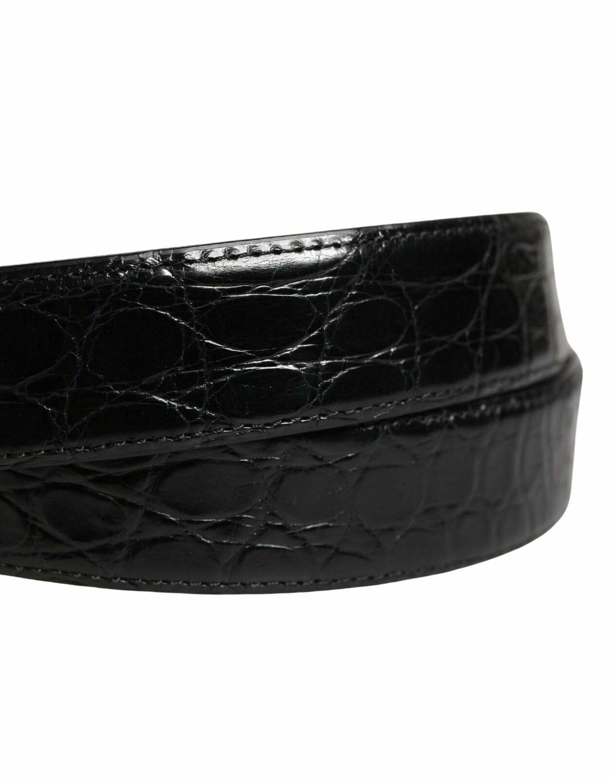 Exotic Leather Logo Buckle Belt - Black / 100 cm / 40 Inches
