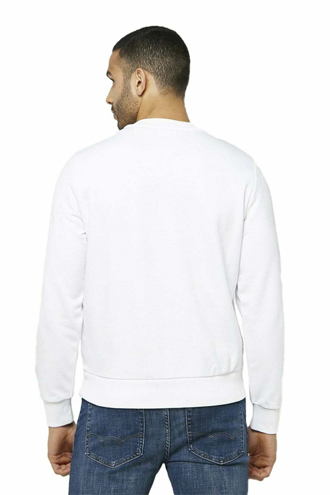 Printed Round Neck Long Sleeve Sweatshirt - white / L
