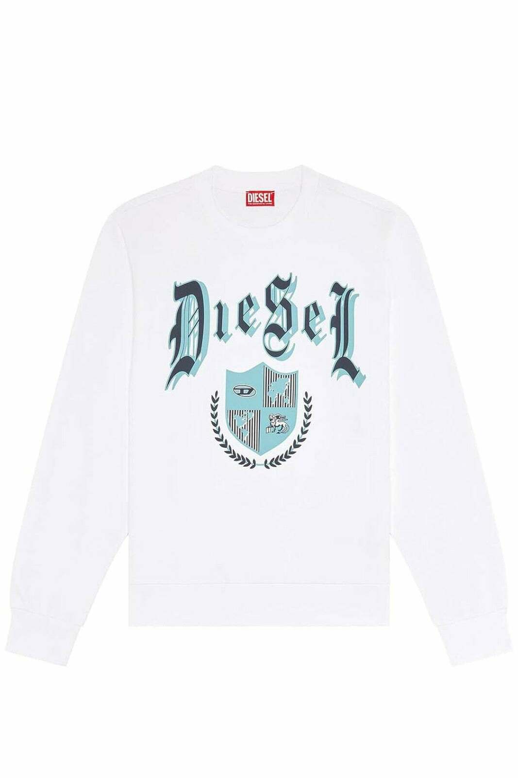Printed Round Neck Long Sleeve Sweatshirt - white / XL