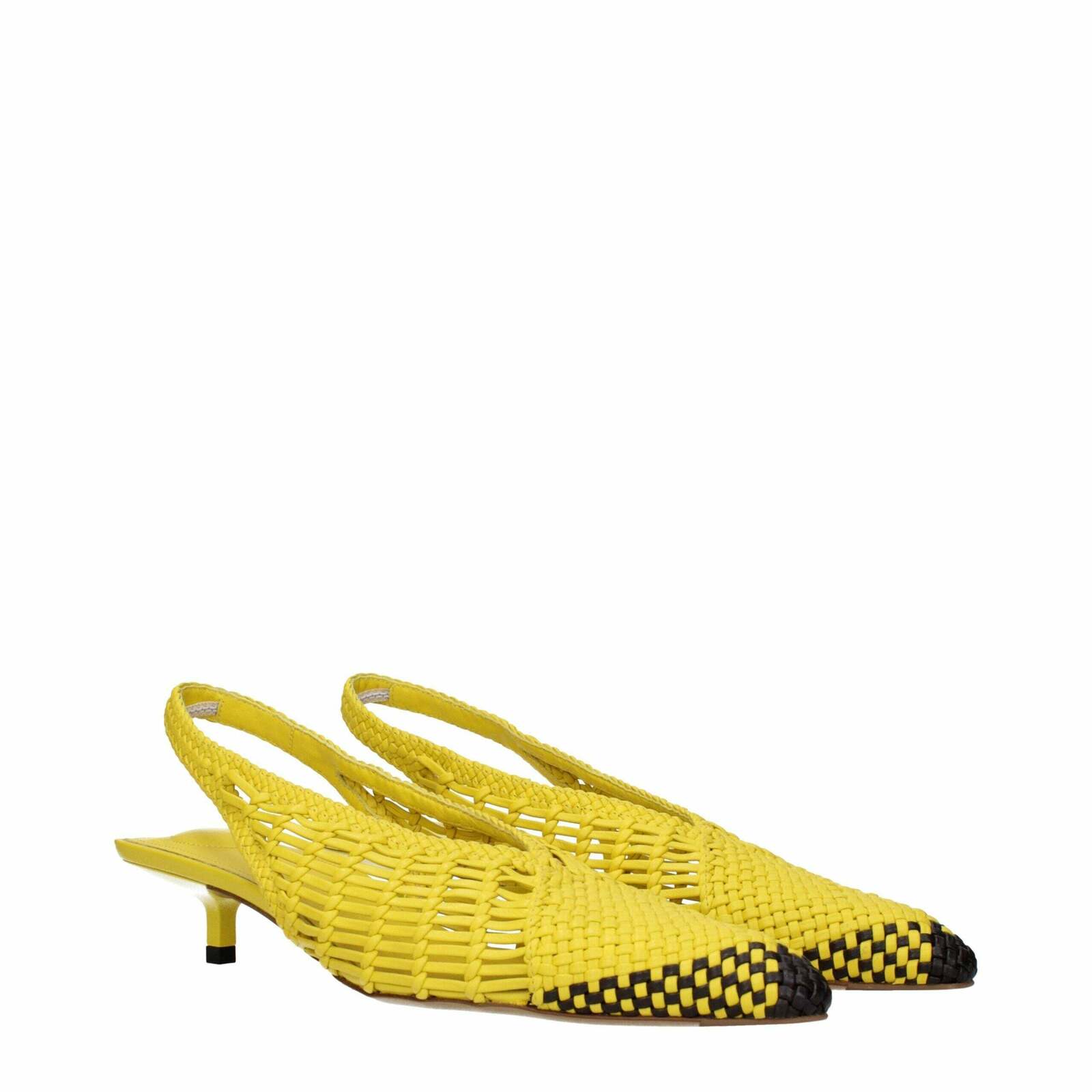 Leather Flat Sandals - Yellow / EU39/US9