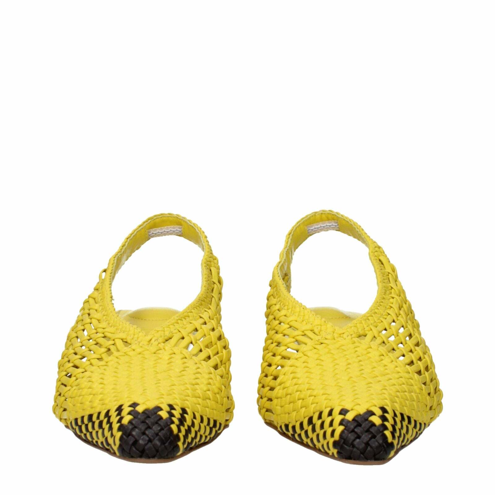 Leather Flat Sandals - Yellow / EU38/US8
