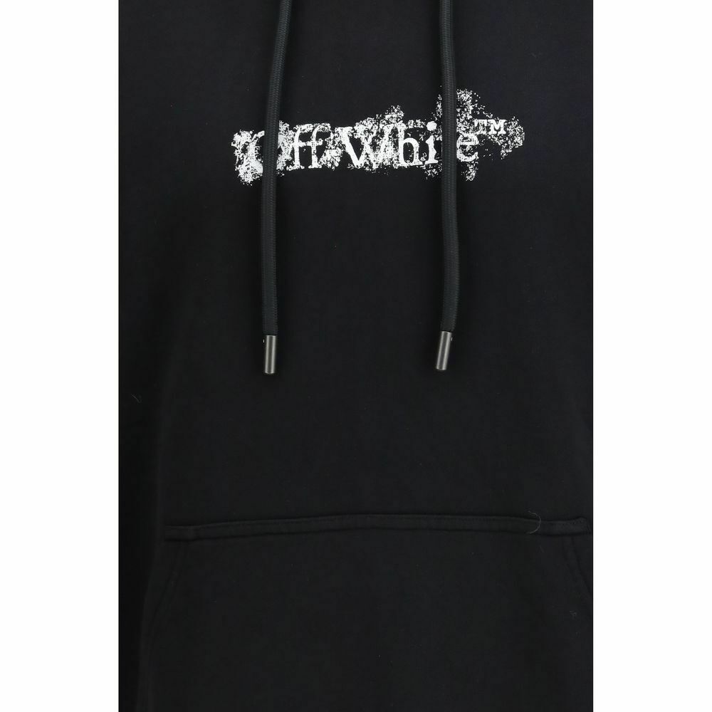 Off-White Graphic Print Cotton Hoodie - Black / L