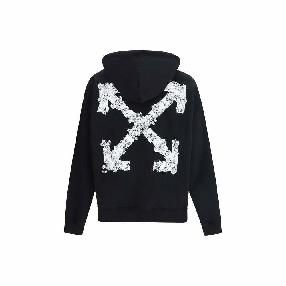 Off-White Graphic Print Cotton Hoodie - Black / M