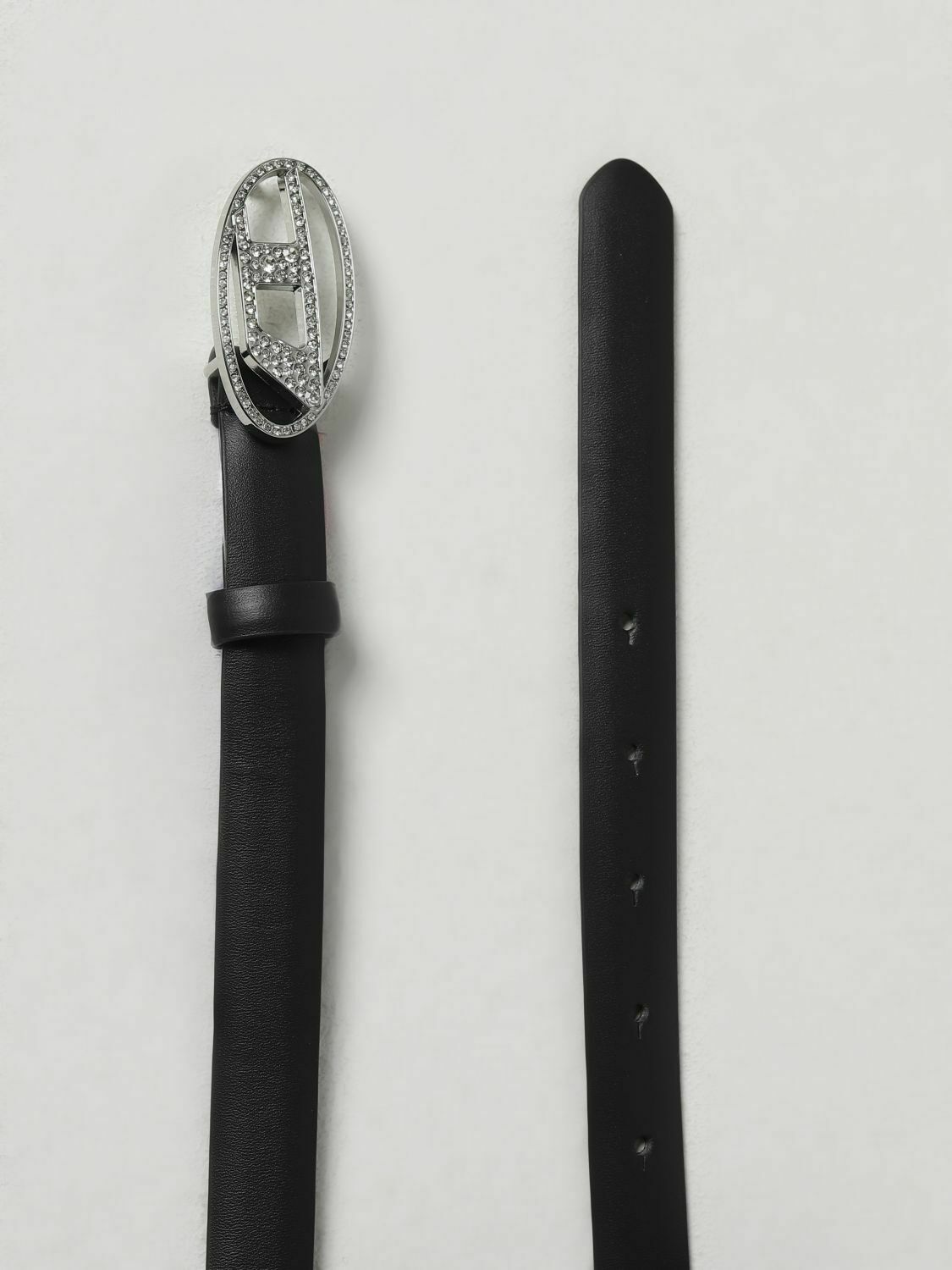 Leather Belt with Embellished Buckle Adjustable Fit Accessory - Black / 3 EU