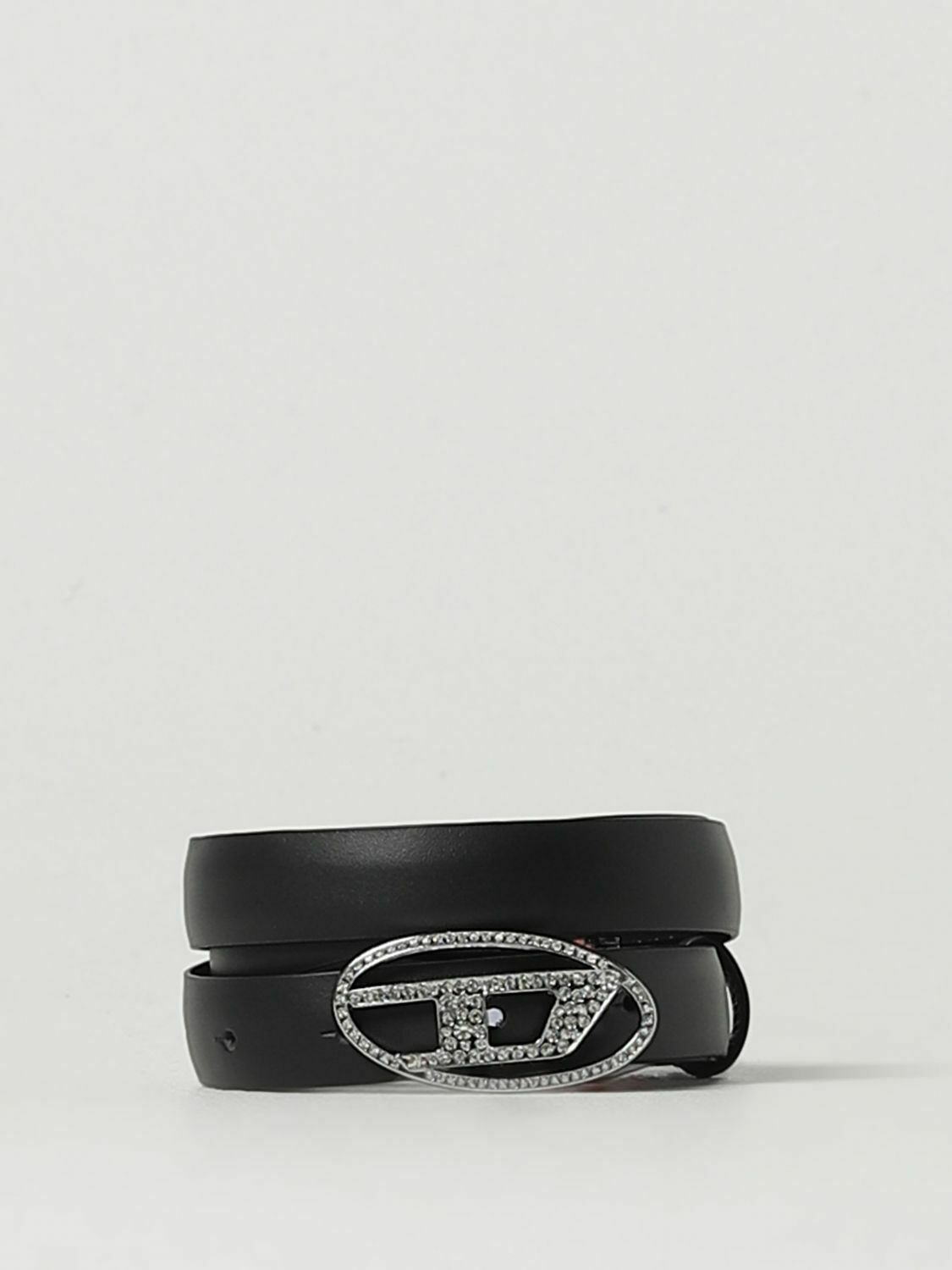 Leather Belt with Embellished Buckle Adjustable Fit Accessory - Black / 3 EU