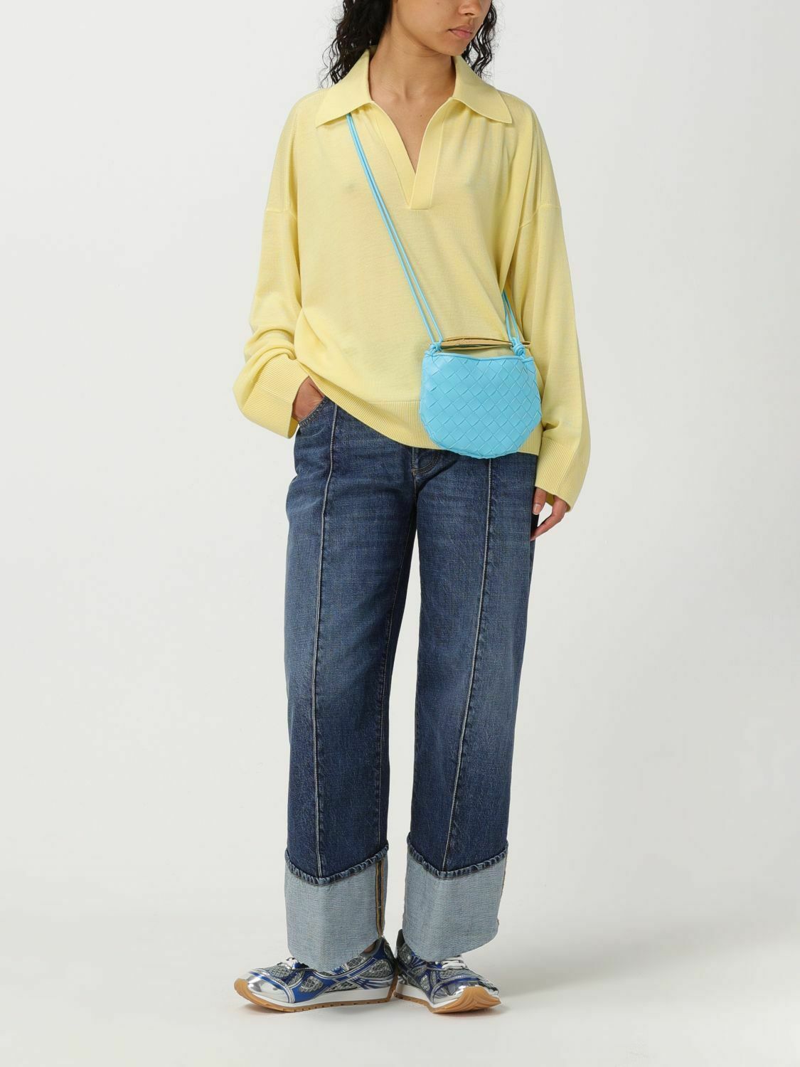 Straight Leg Jeans with Cuffs - Denim / 38 IT