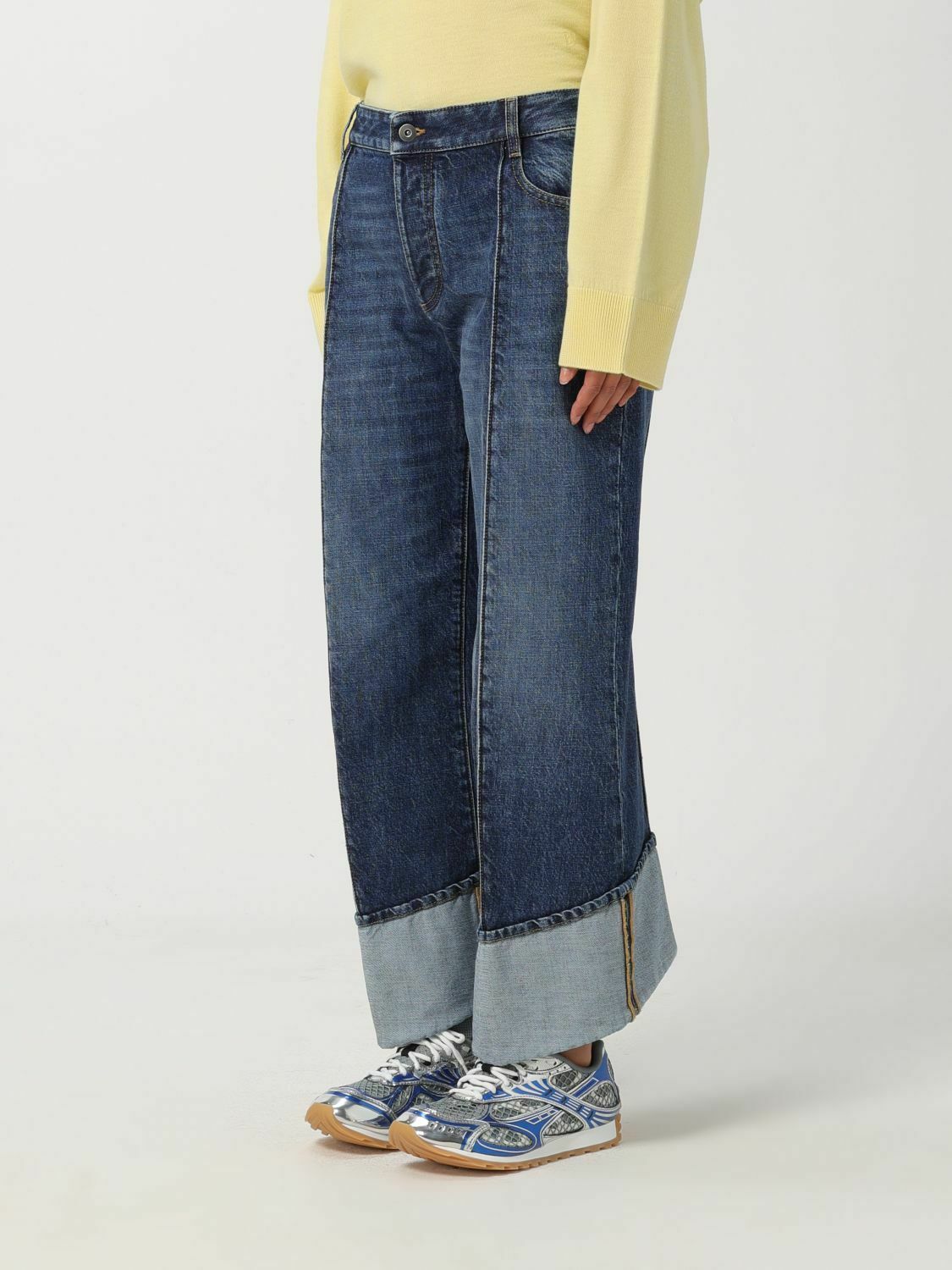 Straight Leg Jeans with Cuffs - Denim / 38 IT