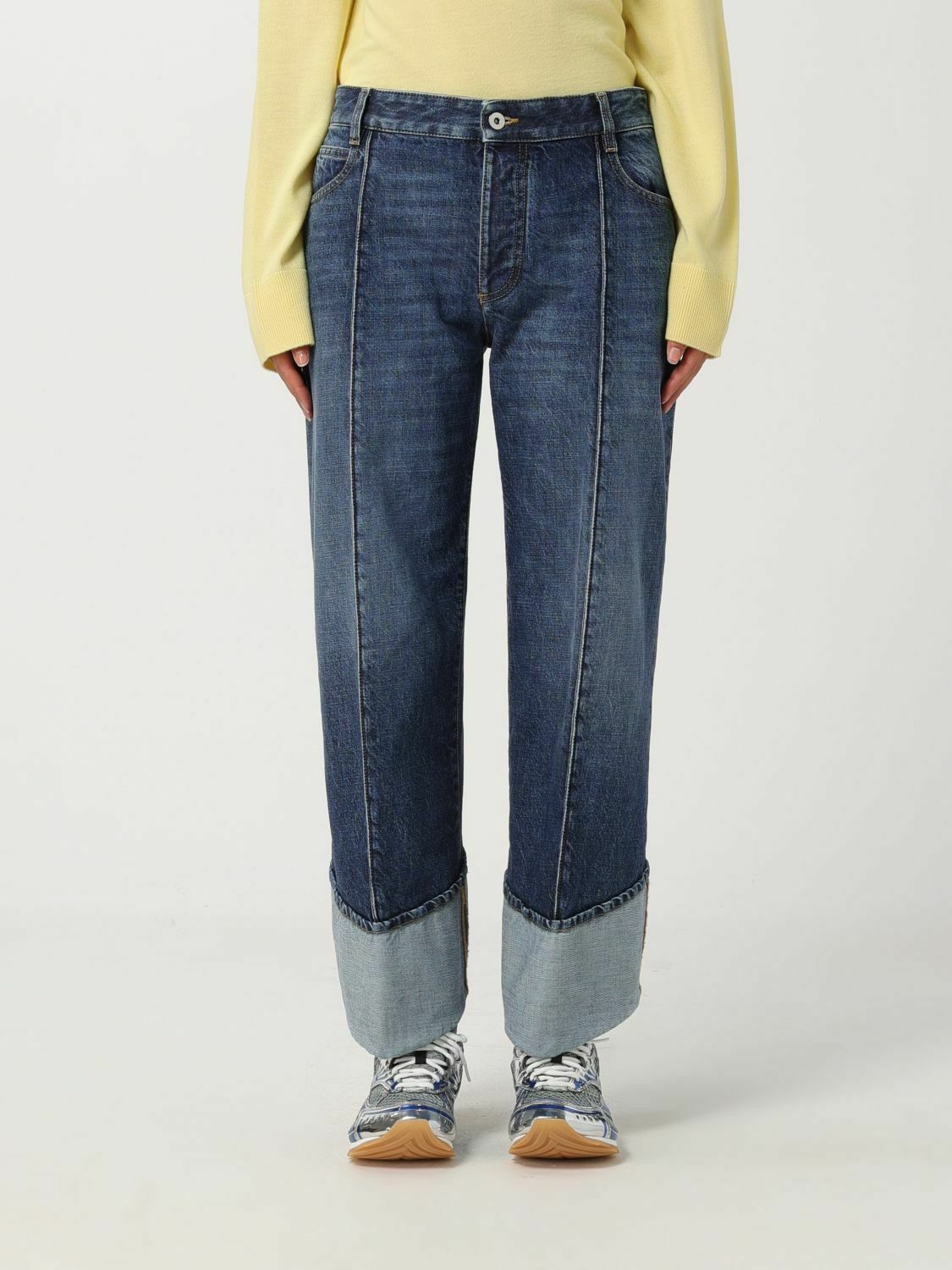 Straight Leg Jeans with Cuffs - Denim / 38 IT