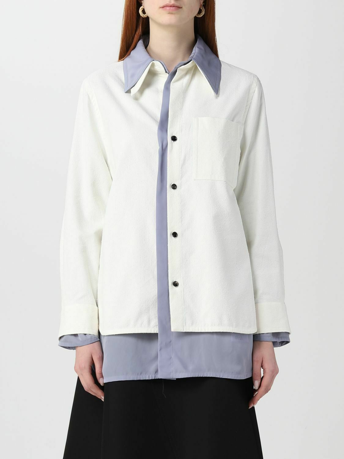 Layered Cotton Shirt - White / 36 EU
