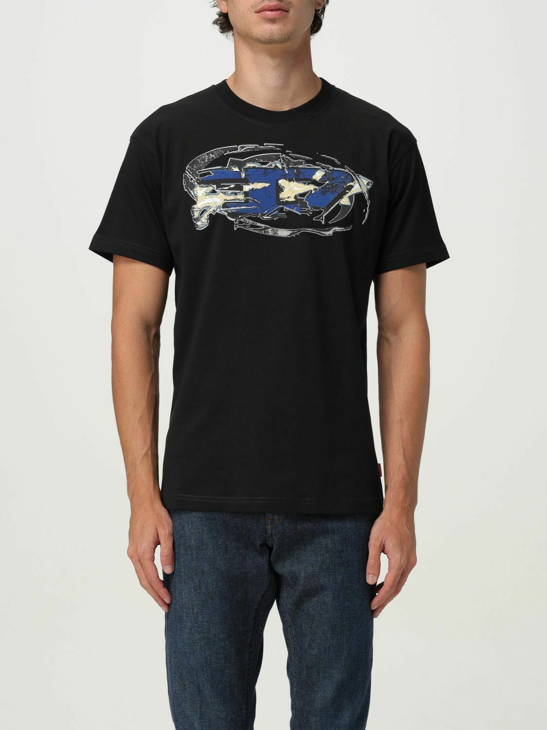 Graphic Print Cotton Jersey T-Shirt for Casual Style - Black / L EU