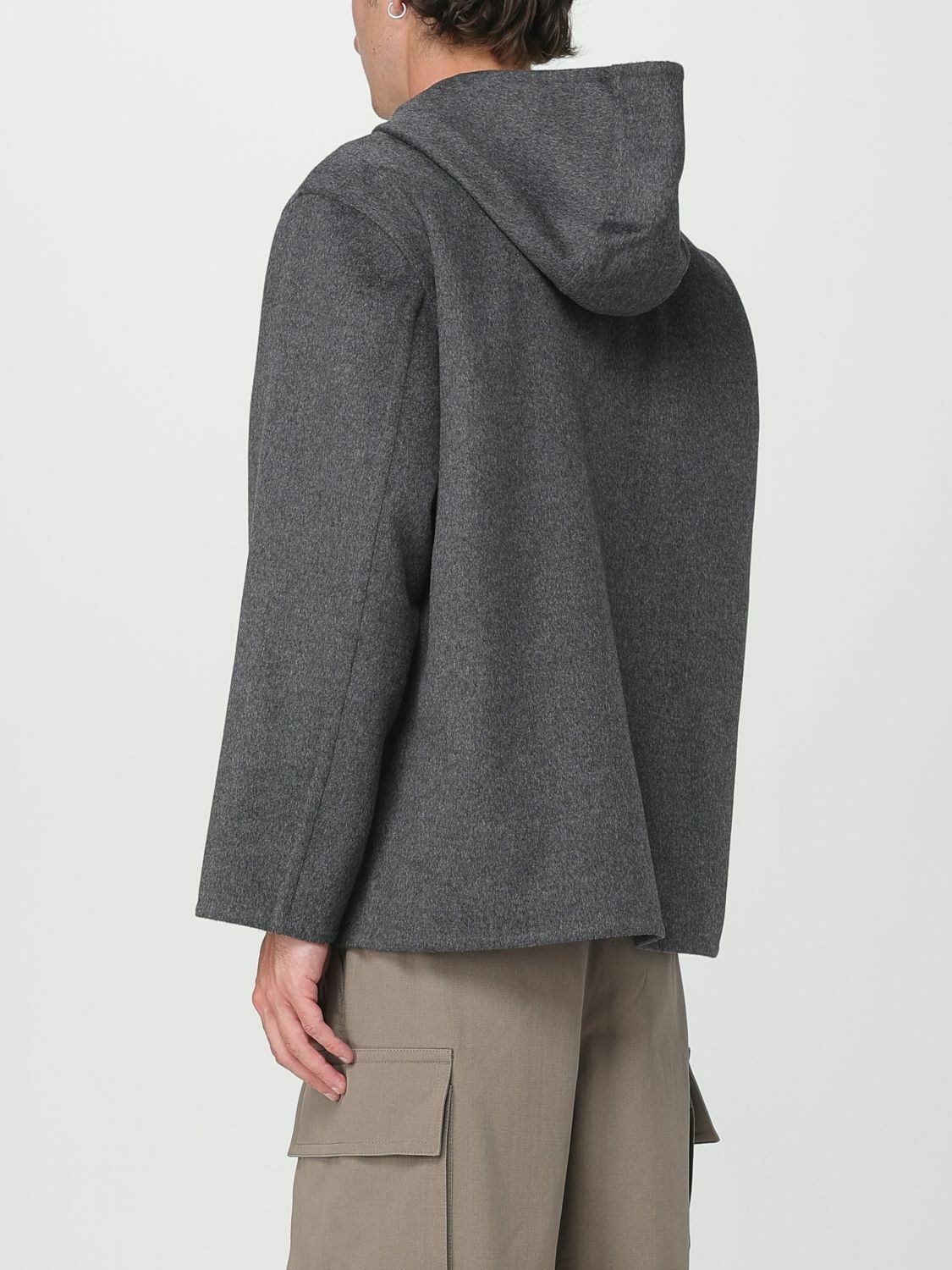 Zip Up Hoodie with Long Sleeves and Hooded Neck - Grey / 50 IT