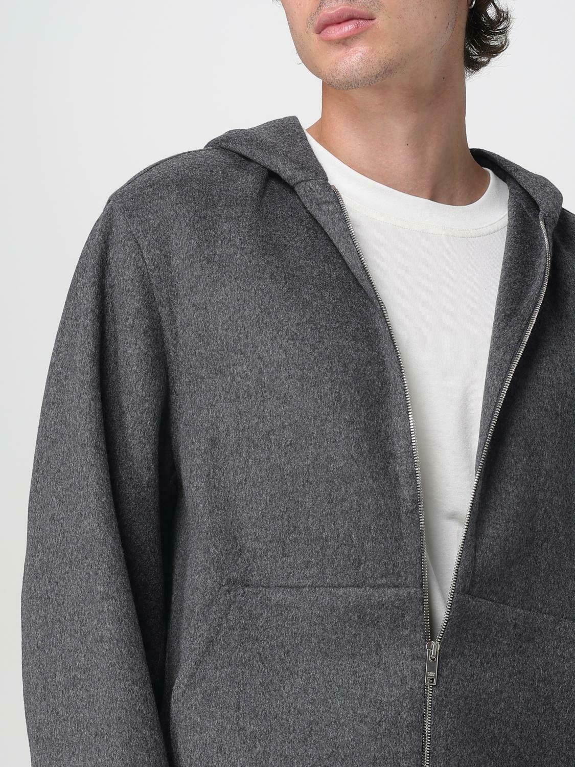 Zip Up Hoodie with Long Sleeves and Hooded Neck - Grey / 50 IT
