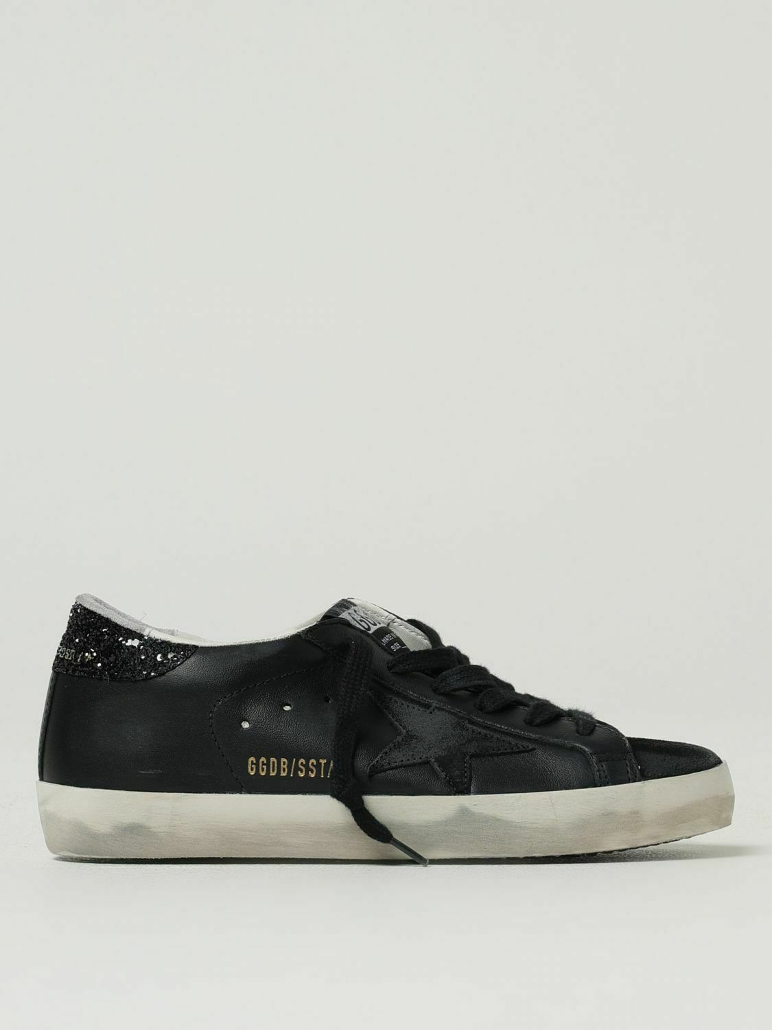 Leather Upper Low Top Sneakers - Black / 35 EU