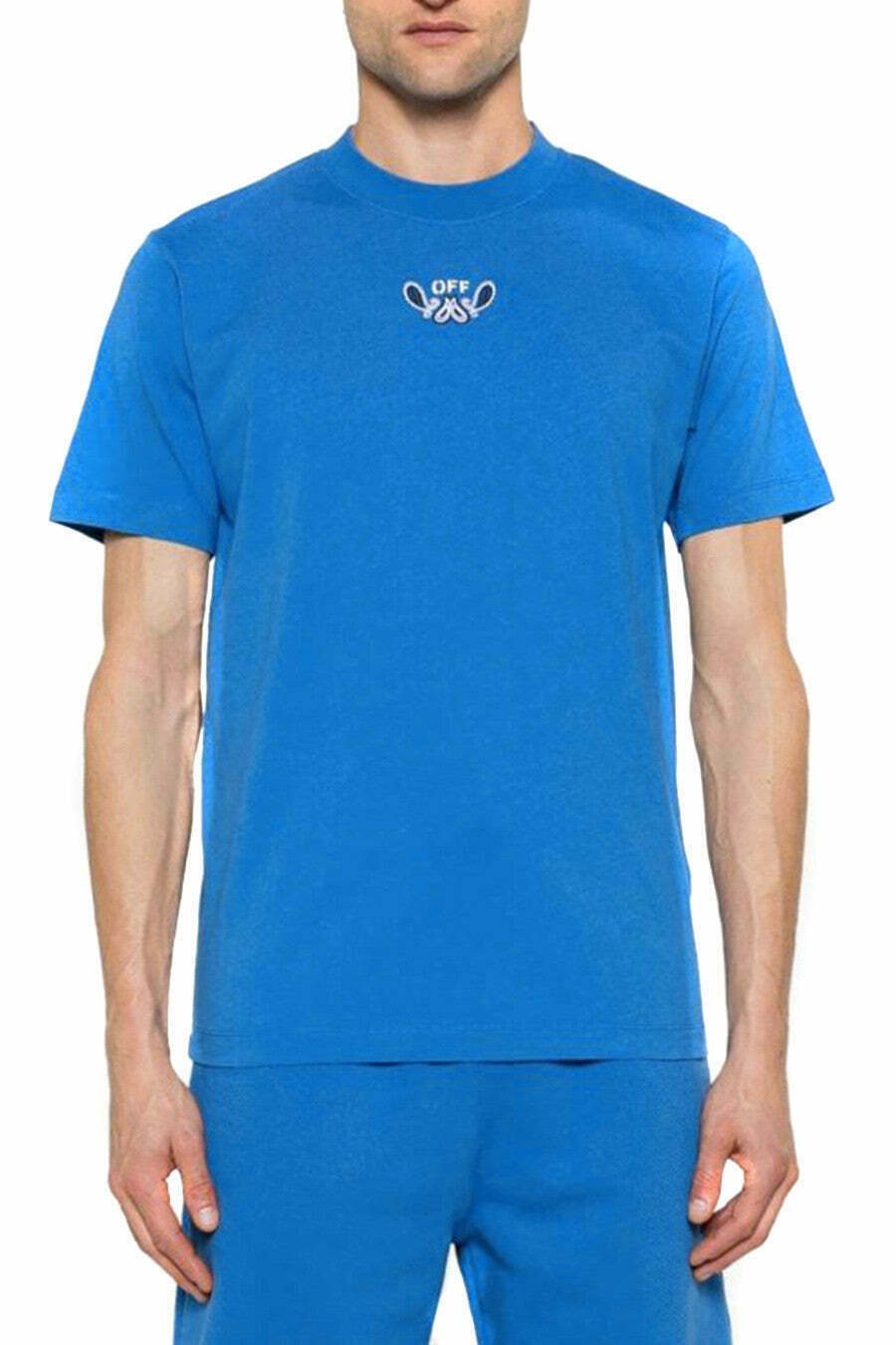 Plain Round Neck Short Sleeve Cotton T-shirt - light blue / M