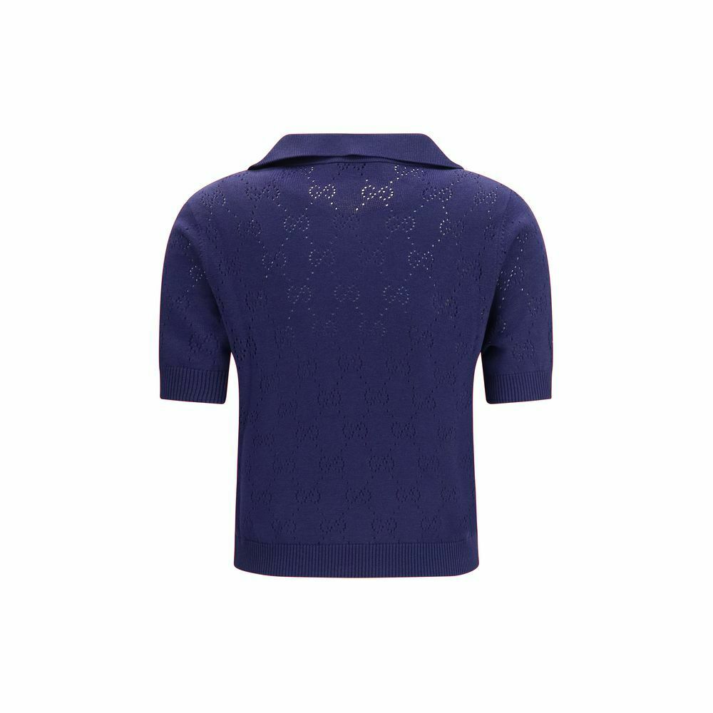 Gucci Jacquard Knit Polo Shirt - Blue / S