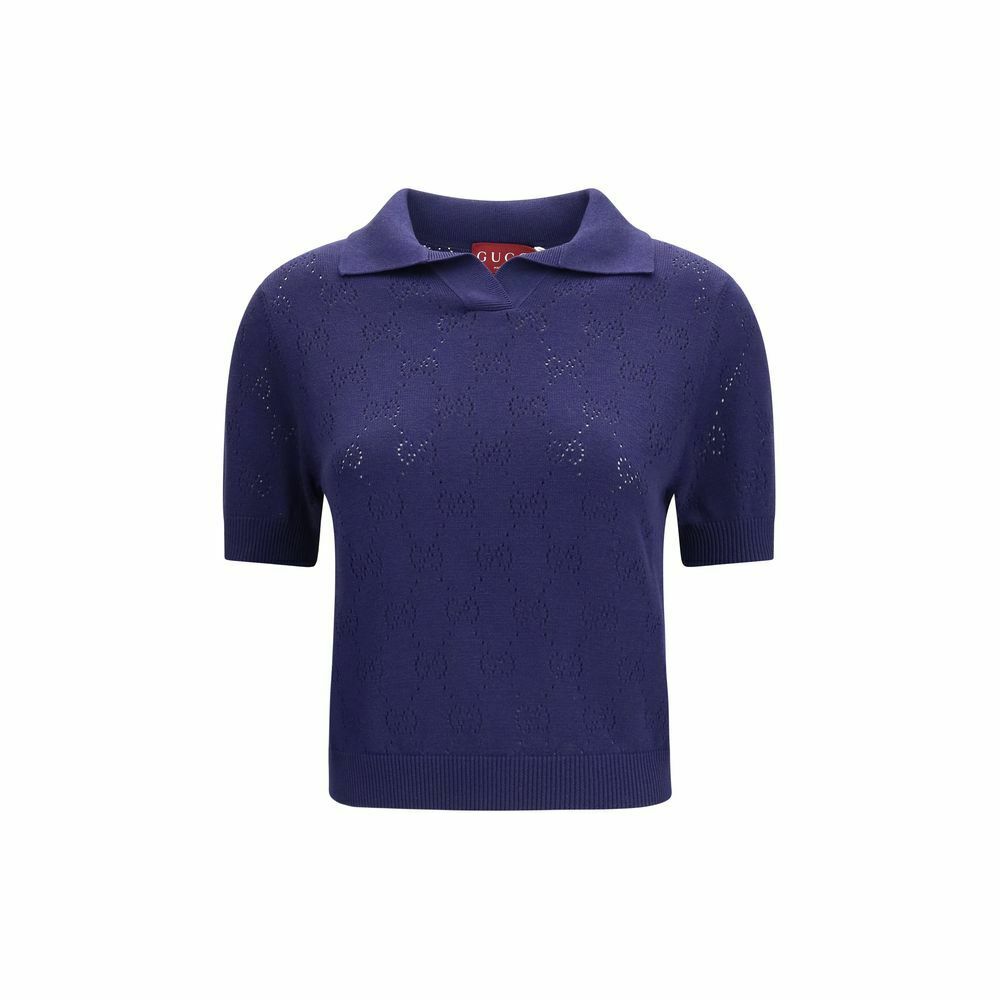 Gucci Jacquard Knit Polo Shirt - Blue / S