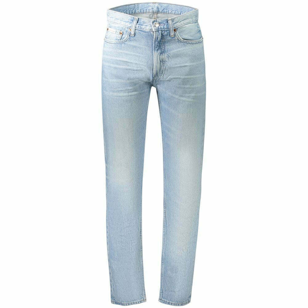Standard Straight Cotton Jeans with Washed Effect and Five-Pocket Design - Blue / W31 | L32