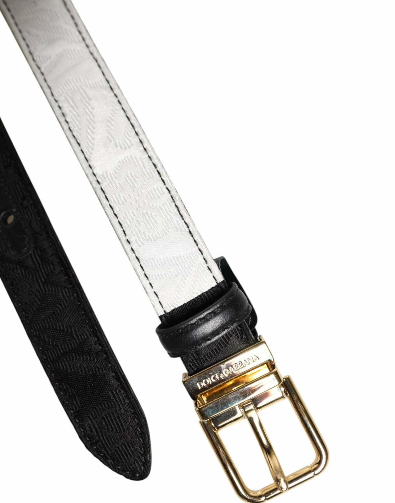 Patchwork Gold Metal Buckle Leather Belt - BlackWhite / 100 cm / 40 Inches