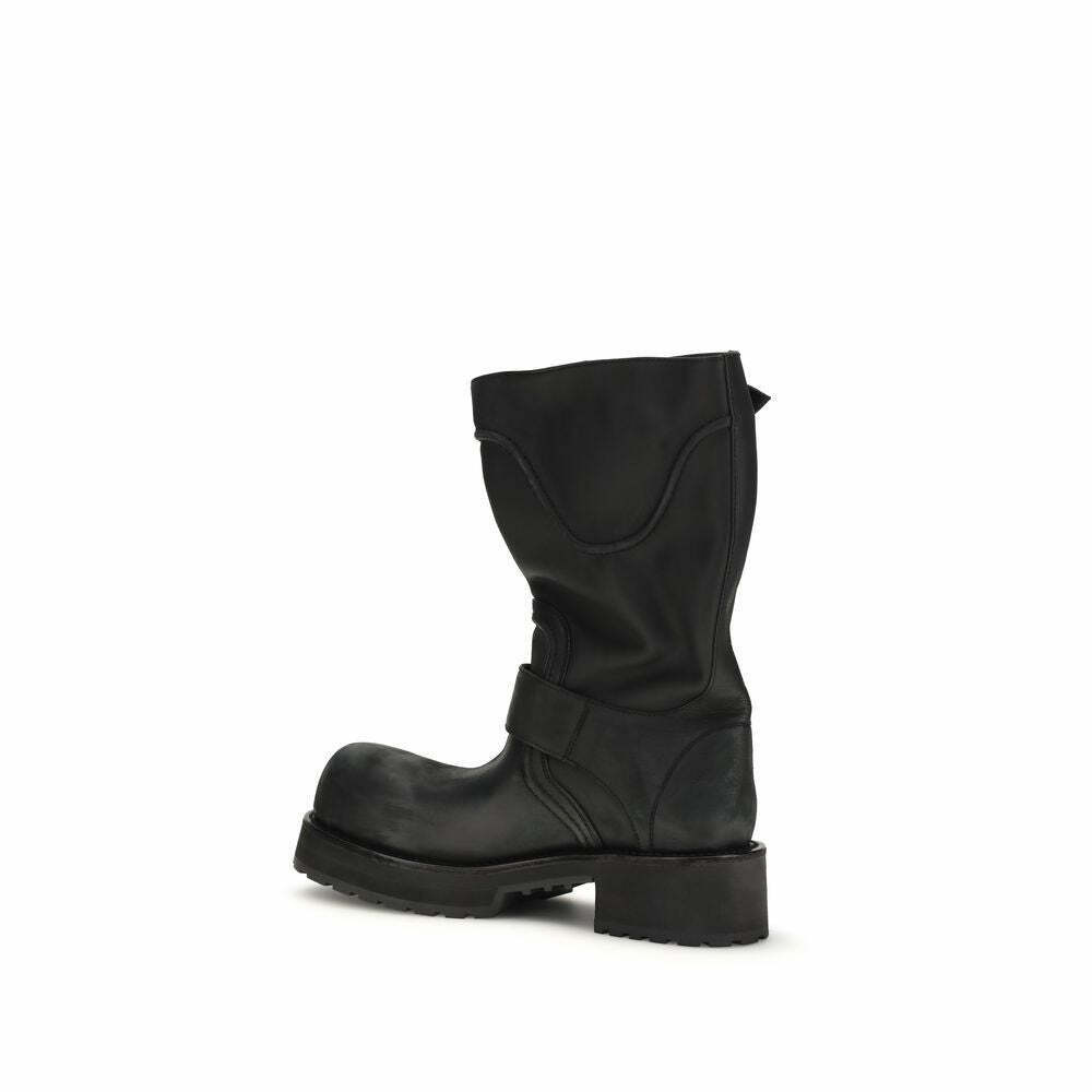 Balenciaga Men's Motorcycle Boots - Black / EU45/US12