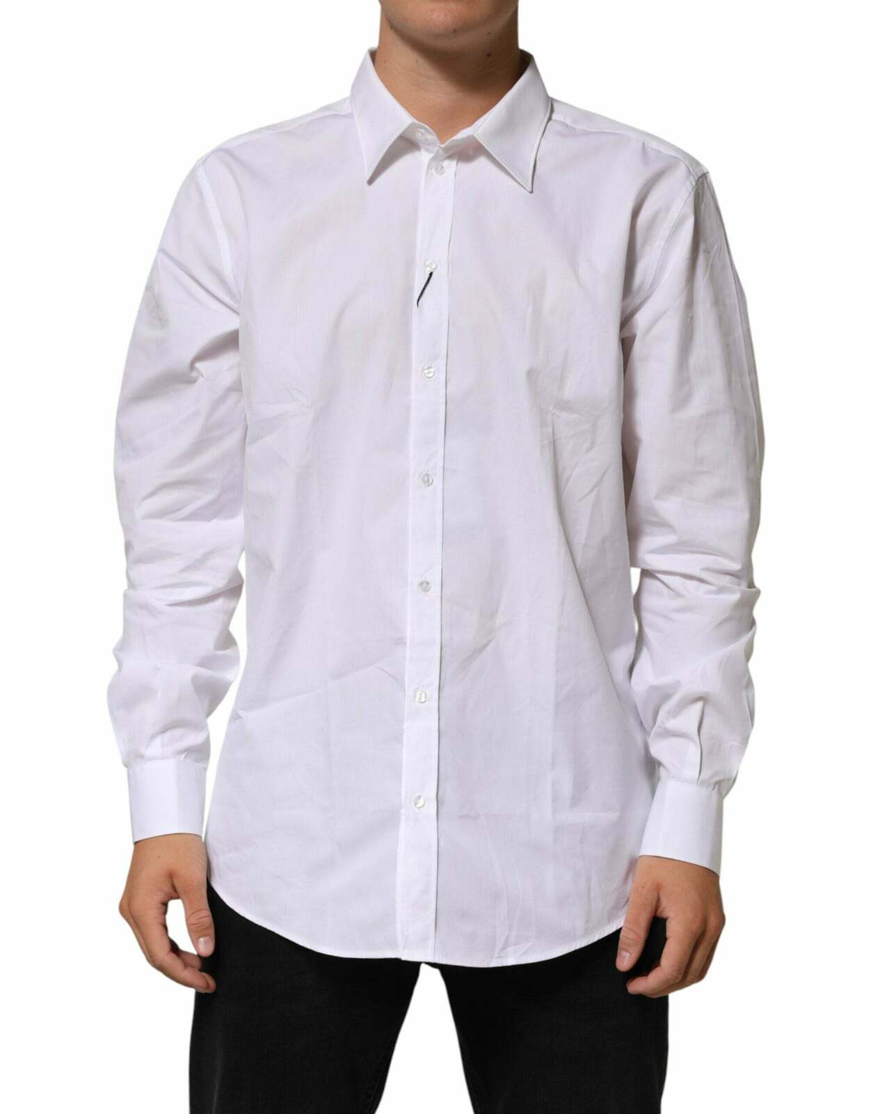 Cotton Collared Long Sleeve Dress Shirt - White / IT44 | 3XL