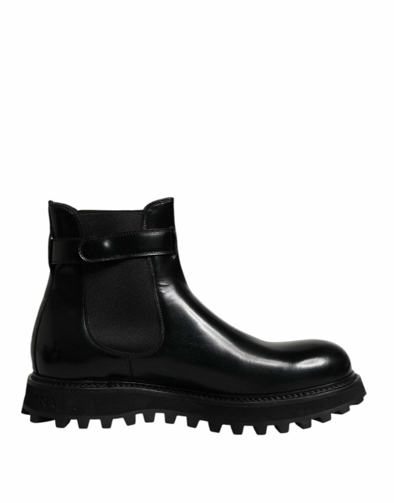 Dolce & Gabbana Leather Chelsea Boots with Buckle Detail - Black / EU44/US11
