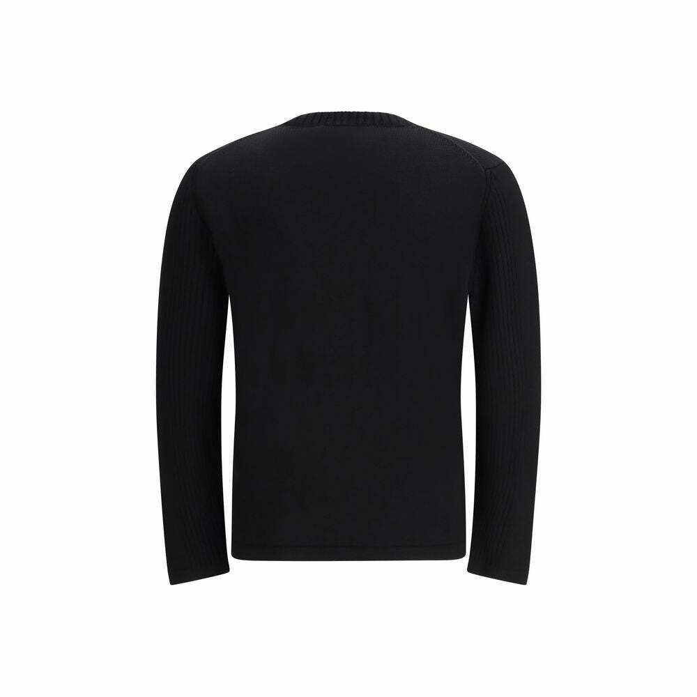 Fleece Wool Sweatshirt with Ribbed Cuffs - Black / IT52 | XL