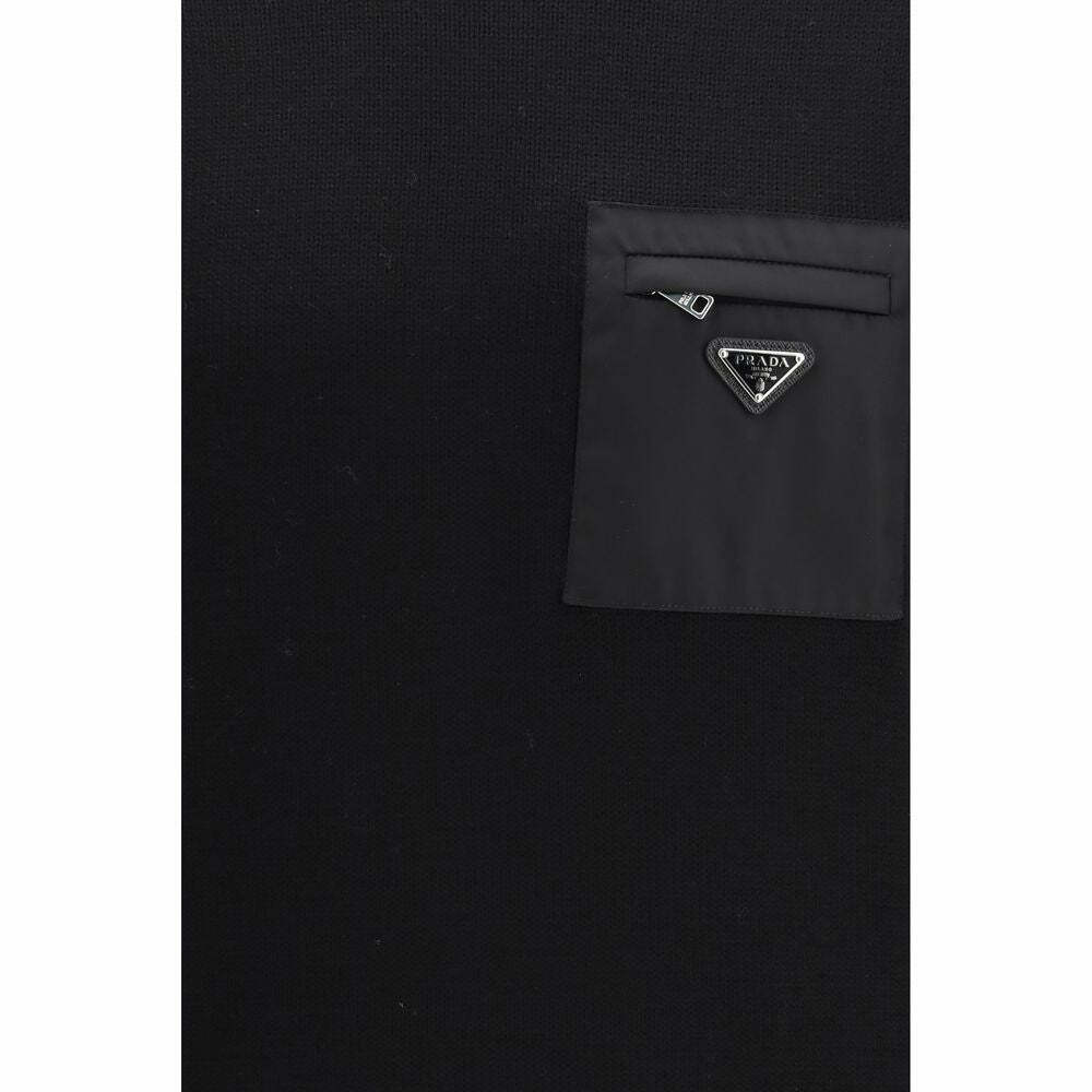 Fleece Wool Sweatshirt with Ribbed Cuffs - Black / IT52 | XL