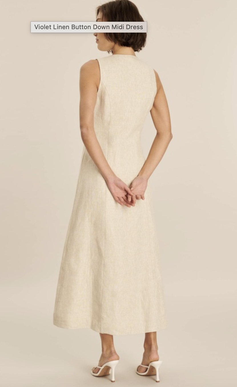 Violet Linen Button Down Midi Dress