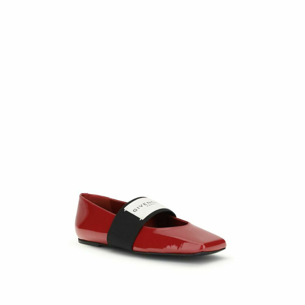 Patent-leather Squared Toe Ballerinas - Red / EU38/US8