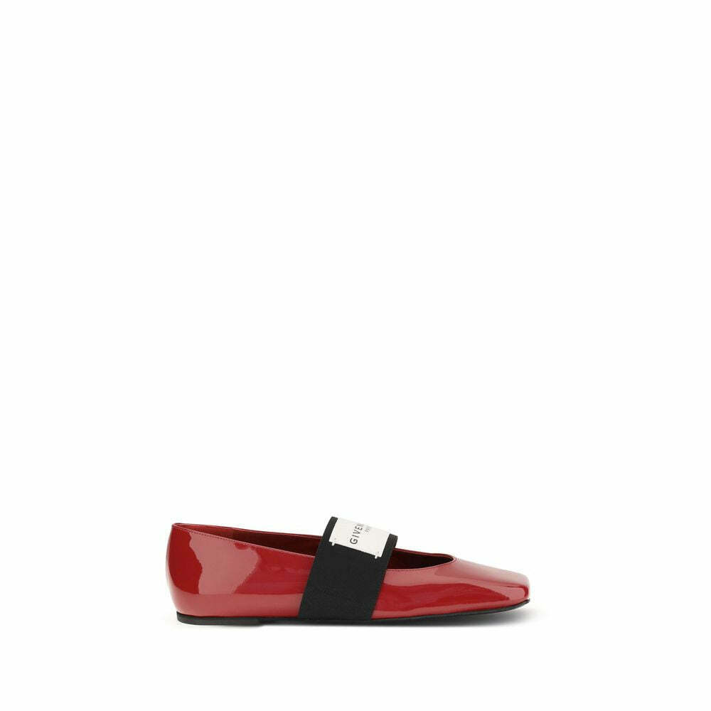 Patent-leather Squared Toe Ballerinas - Red / EU38/US8