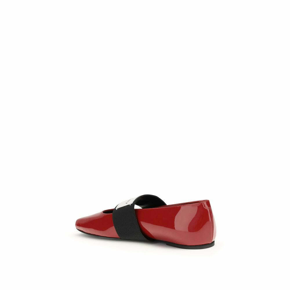 Patent-leather Squared Toe Ballerinas - Red / EU38/US8