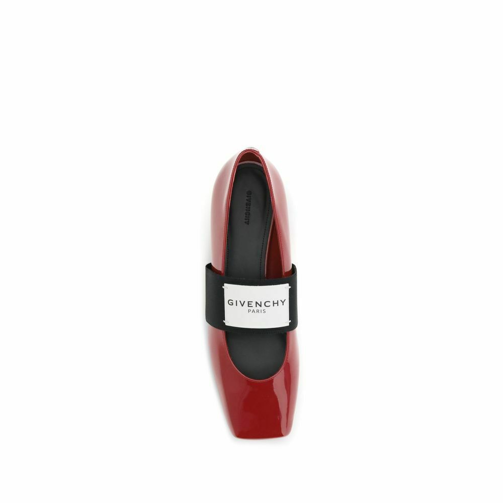 Patent-leather Squared Toe Ballerinas - Red / EU38/US8