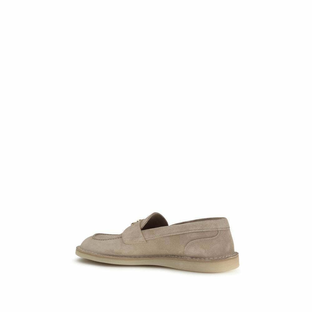 Dolce & Gabbana Suede Loafers with Monogram Detail - Beige / EU40/US10