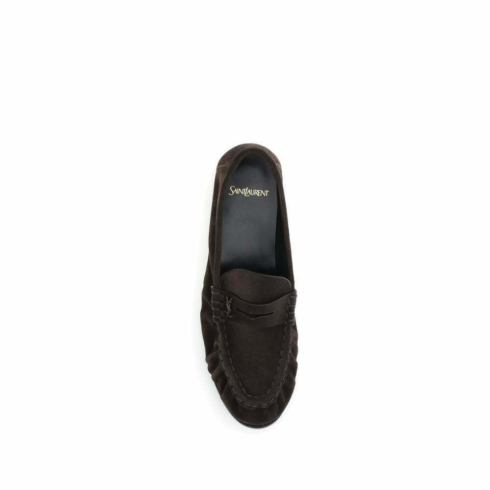 Cassandre Leather Loafers with Gold Metal Decoration - Brown / EU41.5/US8.5