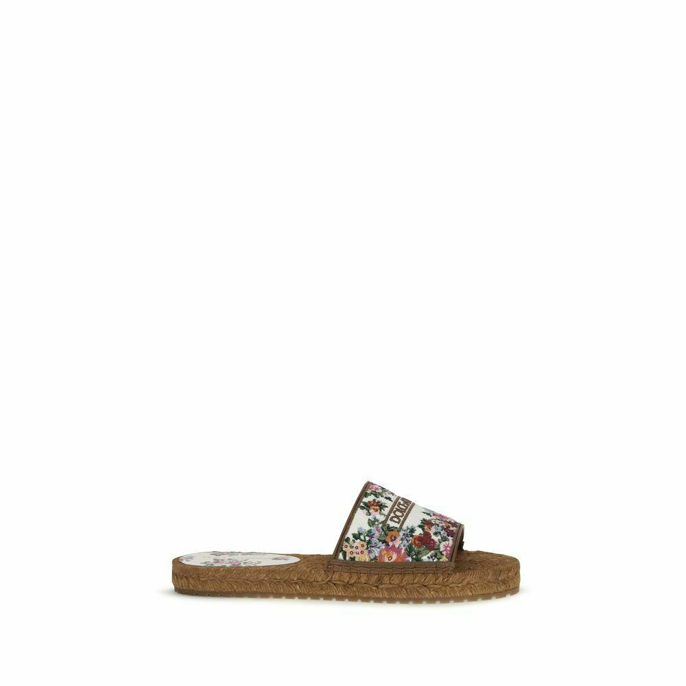 Dolce & Gabbana Floral Print Espadrille Slides - Multicolor / EU36/US6