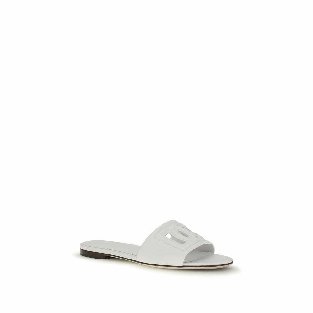 Dolce & Gabbana Logo Embellished Slide Sandals - White / EU36/US6
