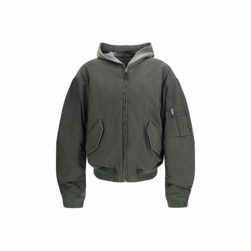 Balenciaga Hooded Bomber Jacket - Gray / M