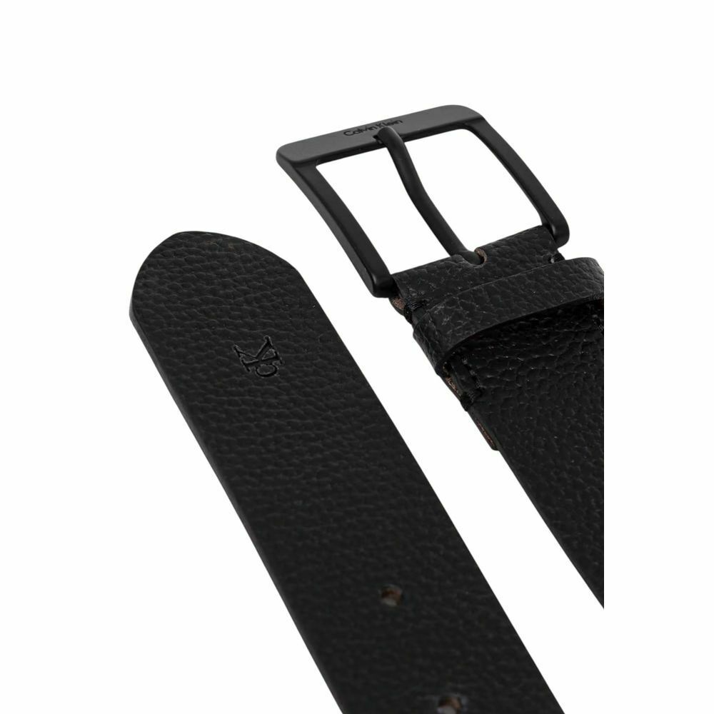 Calvin Klein Men's Textured Leather Belt with Matte Buckle - Black / 95 cm / 38 Inches