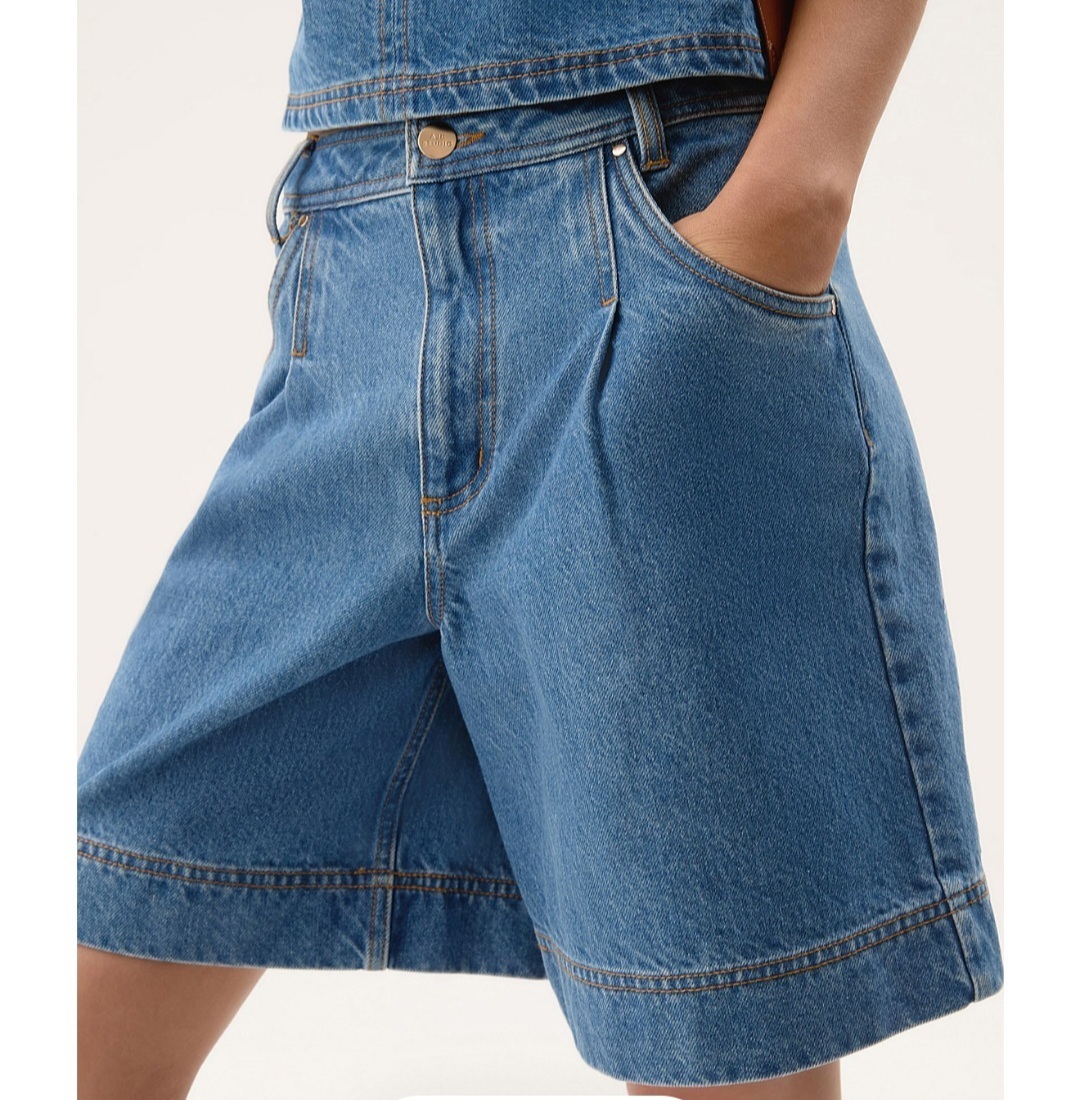 STUDIO  Flynn Longline Denim Short  Colour: BAY BLUE        