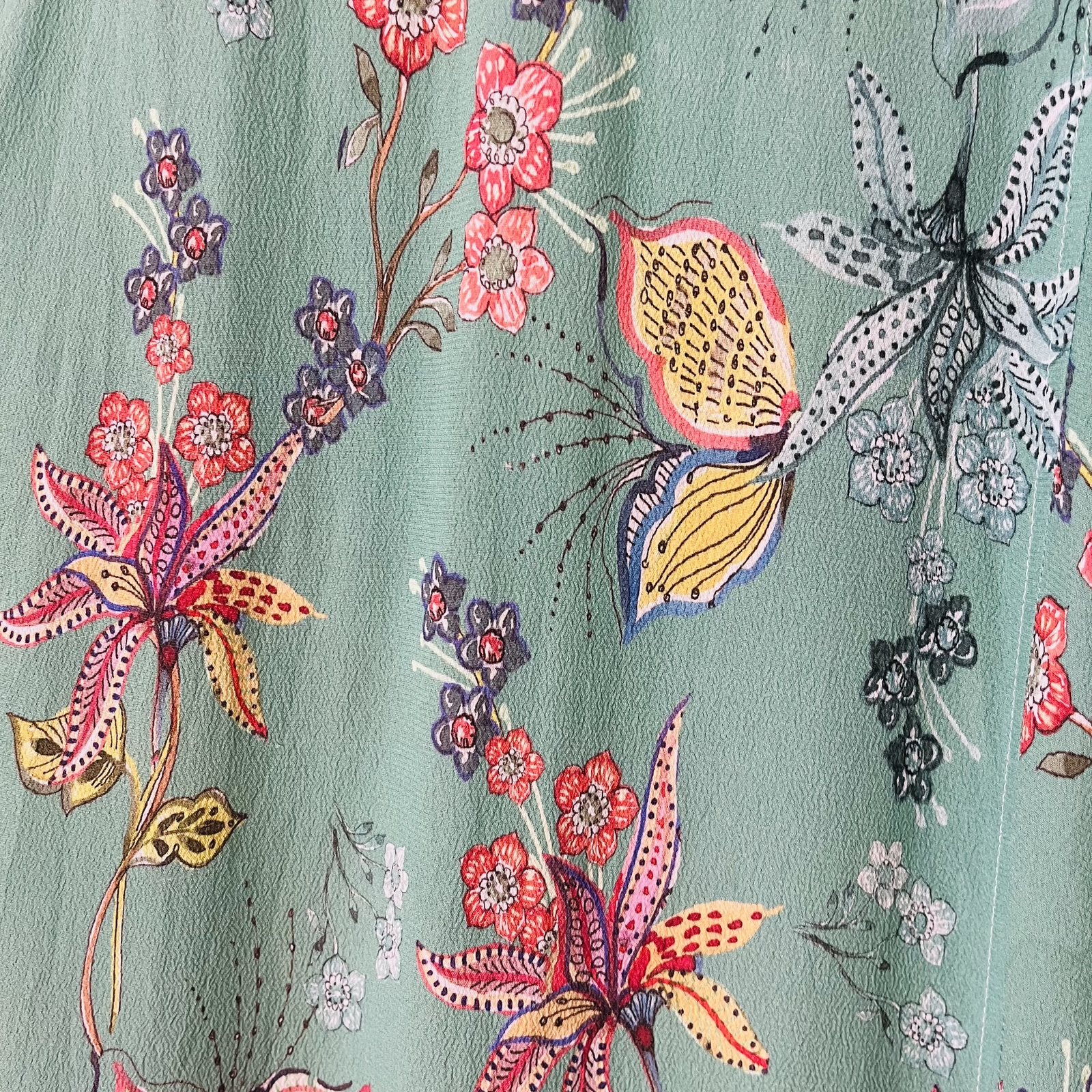 Floral Wrap Midi Dress – Teal Print, Viscose/Silk Blend, Size 14