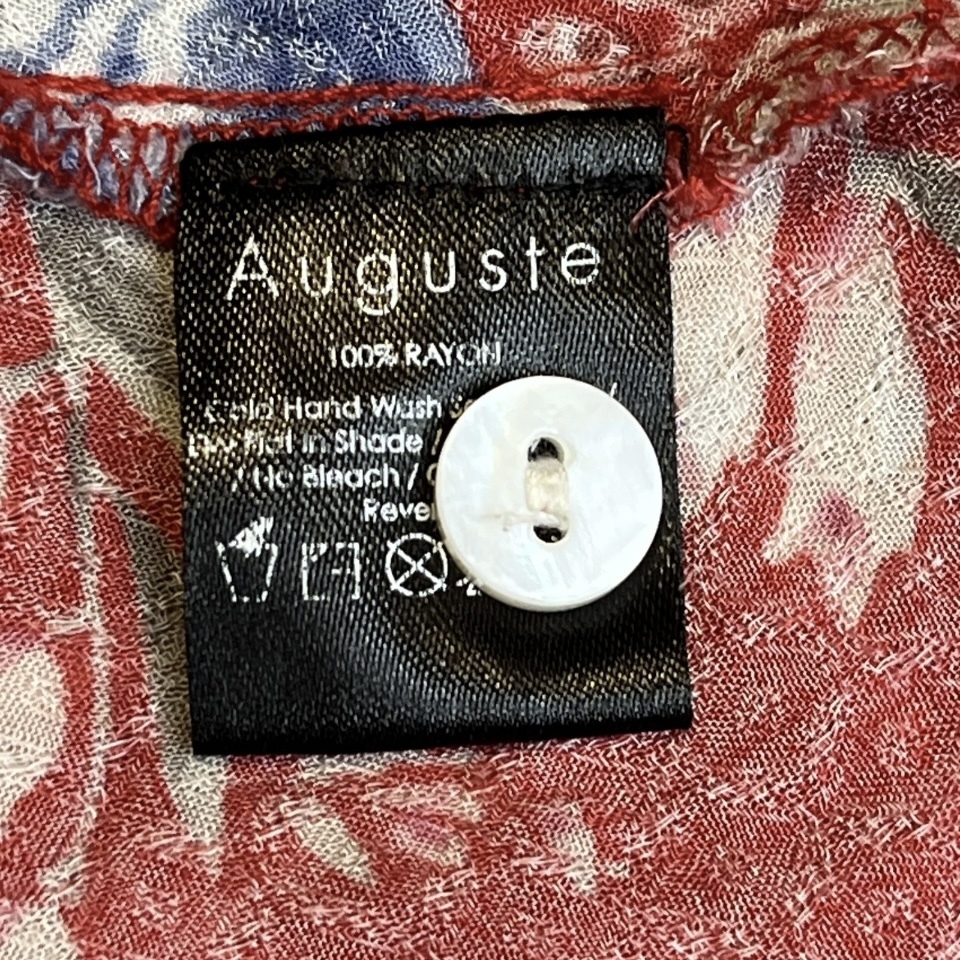 Floral Long Sleeve Mini Dress – Red Print, 100% Rayon, AU 6