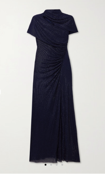  Crystal-embellished cutout draped stretch-jersey midi dress