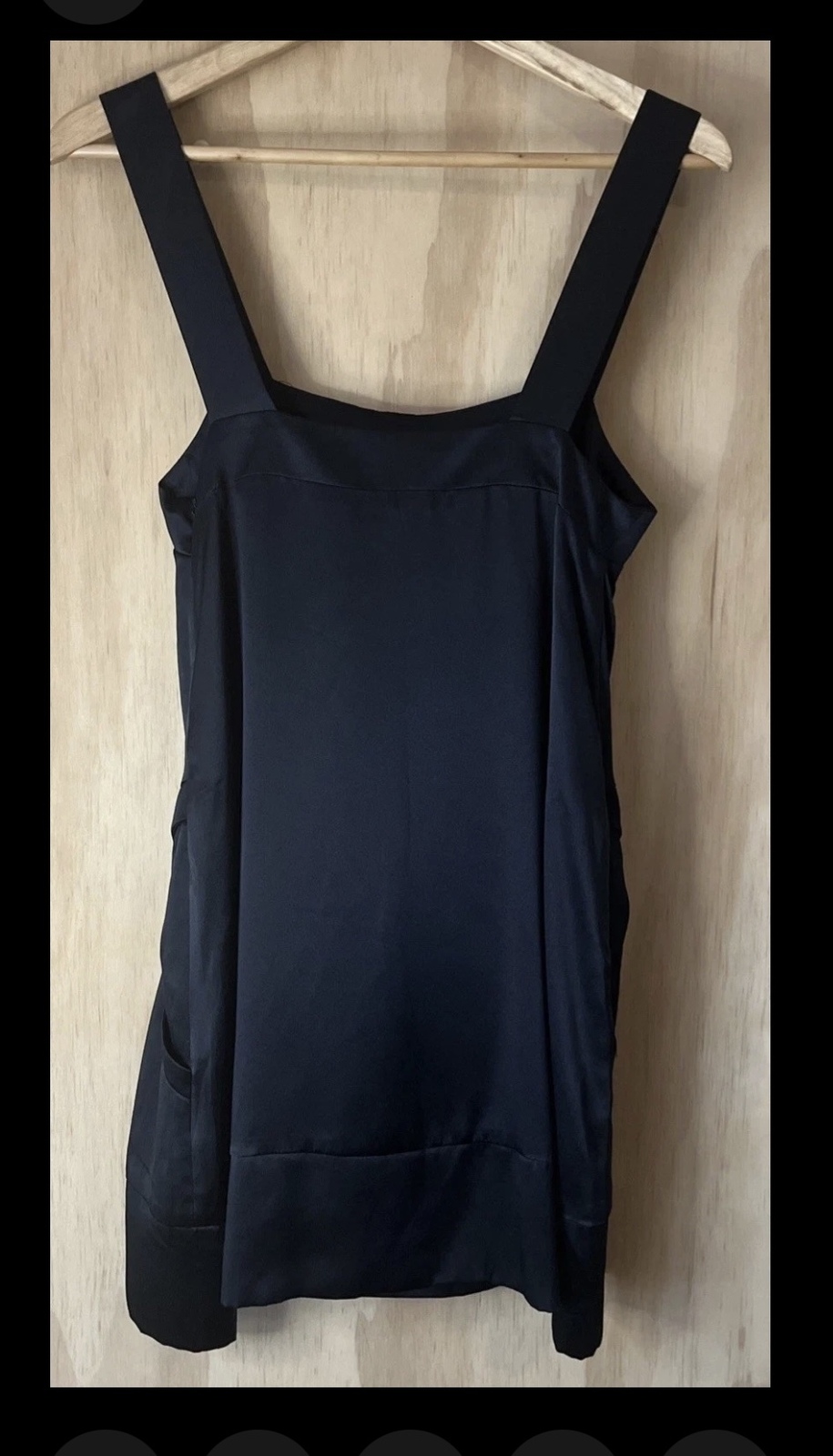 Silk Mini Dress – Black, Ruffle Front, Size 1 (AU 8)