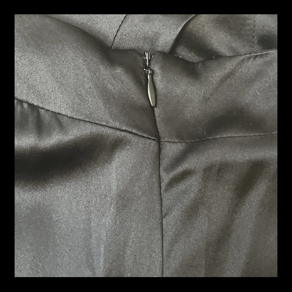 Silk Mini Dress – Black, Ruffle Front, Size 1 (AU 8)